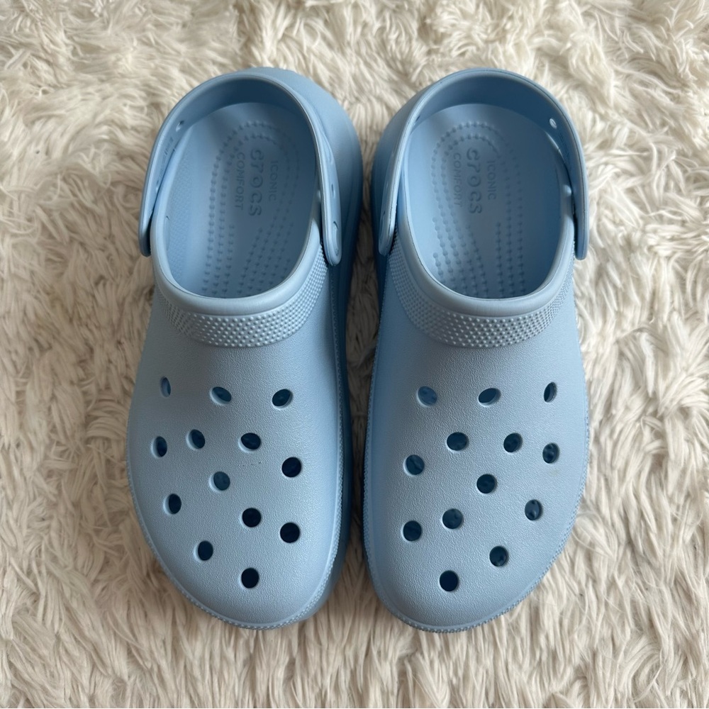 Crocs Classic Crush Platform Clog Blue Womens Size 9 - Picture 2 of 10